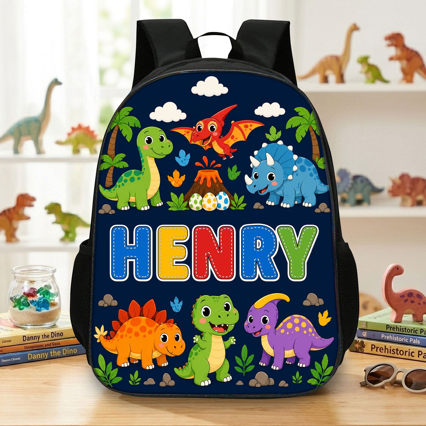 Personalized Back To School Dino Backpack, Lunch Bag, Pencil Case & Water Bottle Set PMND6300602