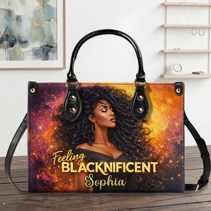 Personalized Black Women Leather Handbag With Wallet UKND6050301