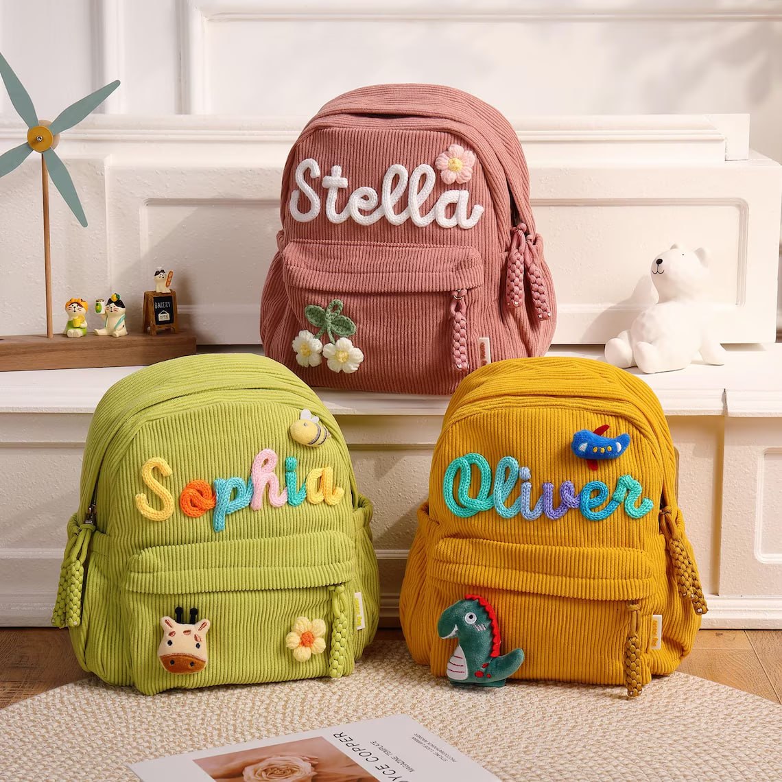 Personalized Back To School Kids Corduroy Backpack Children's UKTD6260601