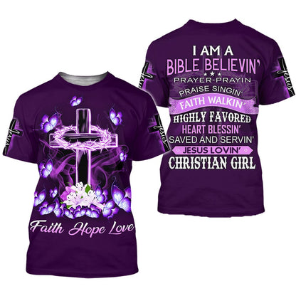 I Am A Bible Believe Cross Butterfly Jesus 3D All Over Printed Clothes UKHM140502