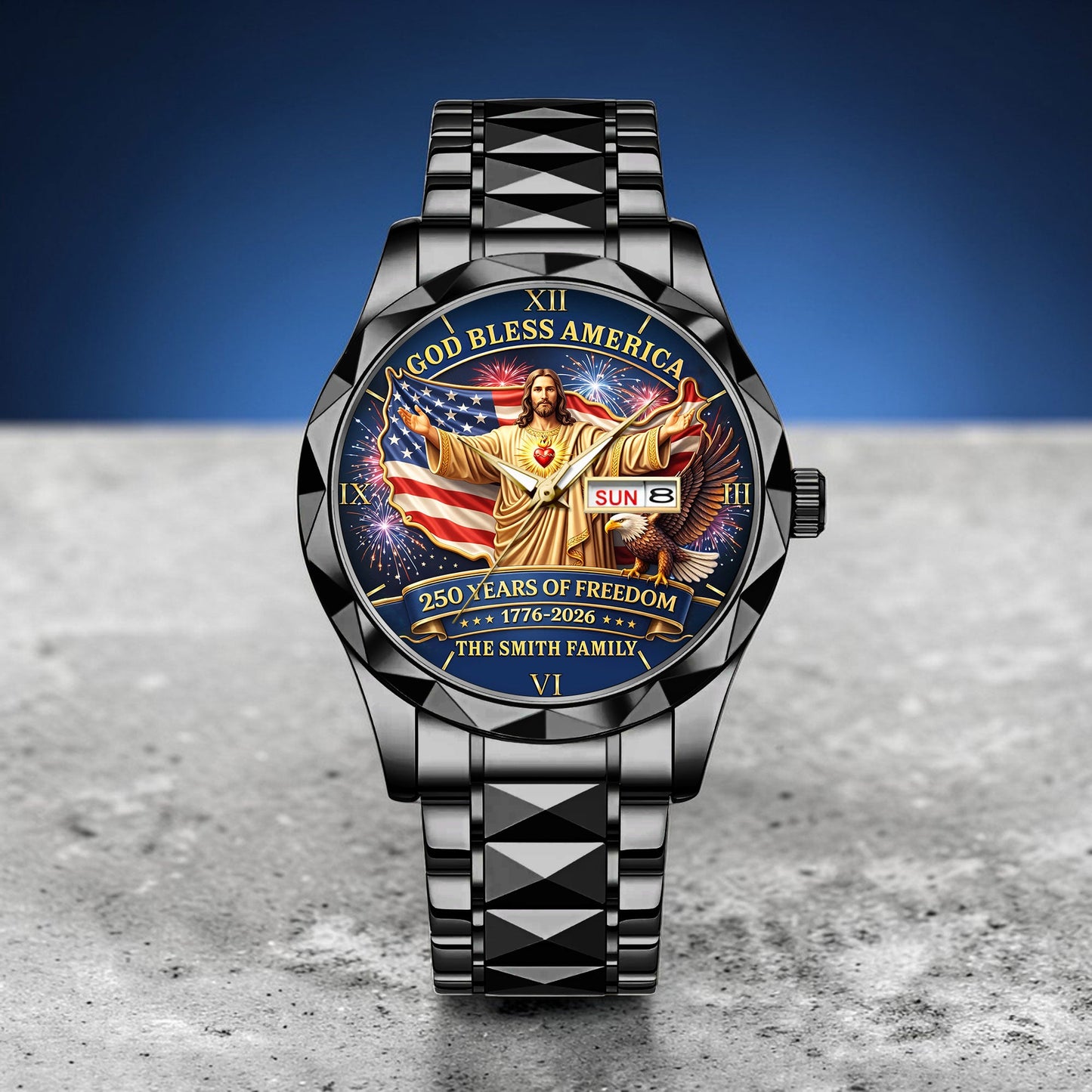 Personalized God Bless America United State 250th Anniversary Alloy Luxury Quartz Watch UKND6100401