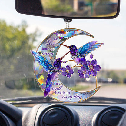Custom Faux Crystal Hummingbird Memorial For Dad And Mom Acrylic Car Hanger THND6310102