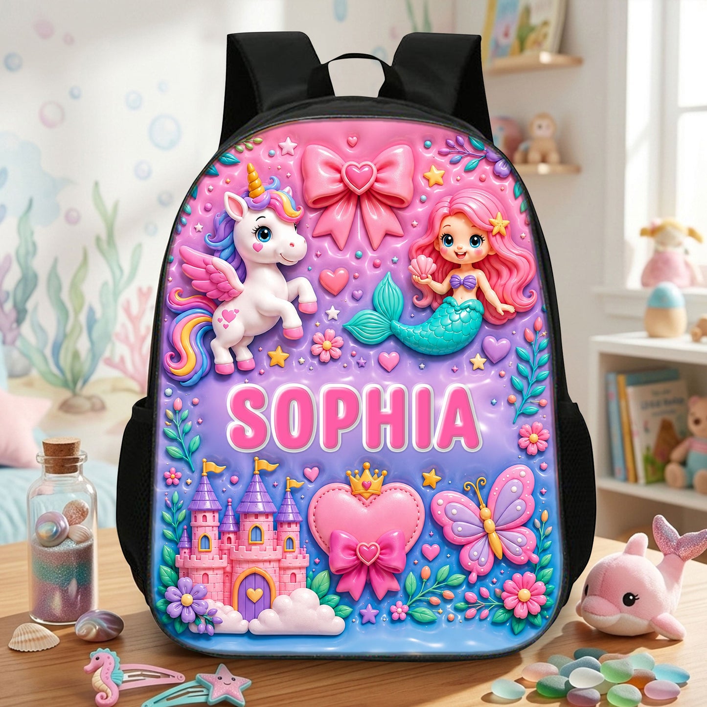Personalized Back To School, Girl Mermaid Kids Backpack PMND6290604