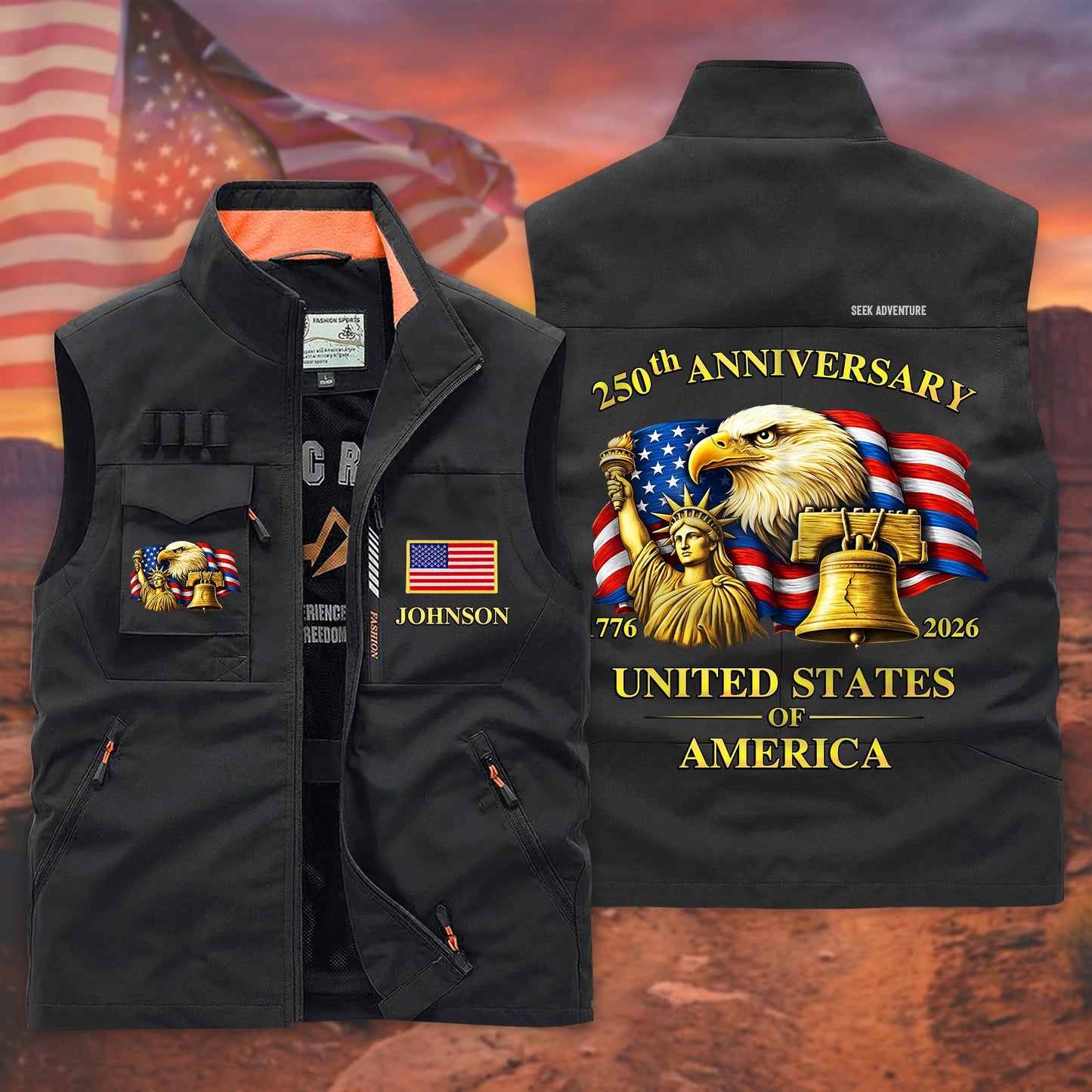 Personalized United State 250th Anniversary Pocket Vest UKND6200401