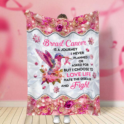 Personalized Hummingbird Breast Cancer Fleece Blanket QFTD5080902