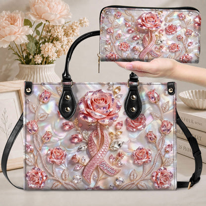 Personalized Breast Cancer Leather Handbag & Wallet NPTD6040802