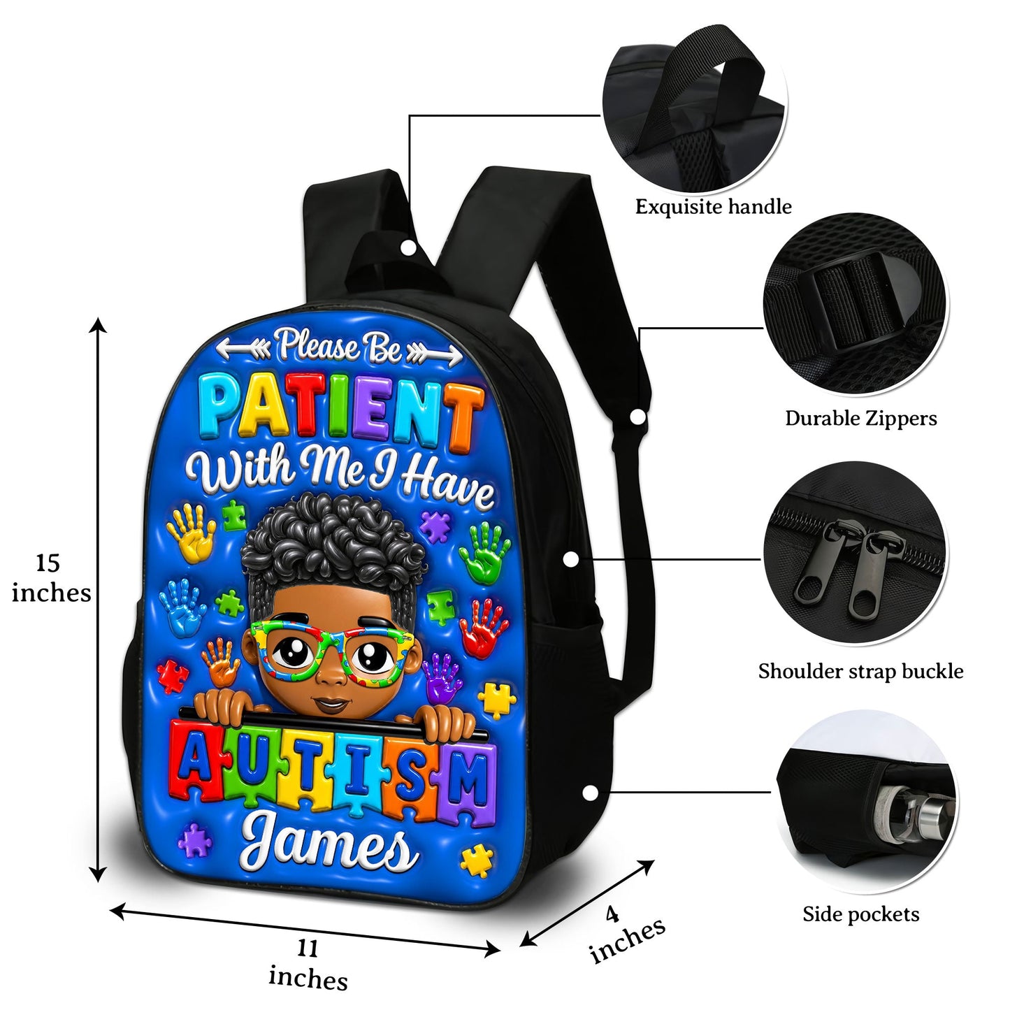 Personalized Autism Kid Backpack, Back To School Bag for Autistic Child UKND6150704