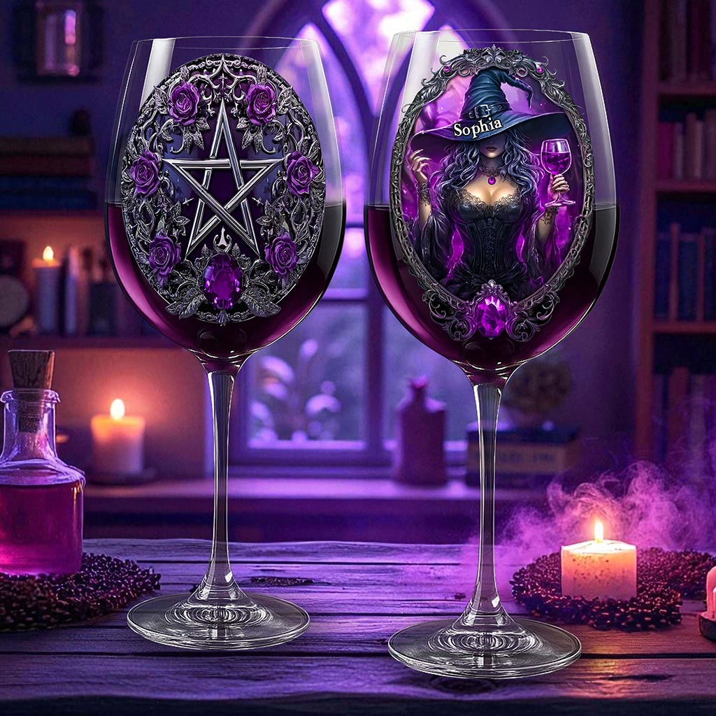 Personalized Witch Wine Glass With Long Stem Halloween QFHA5040901