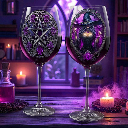 Personalized Witch Wine Glass With Long Stem Halloween QFHA5040901