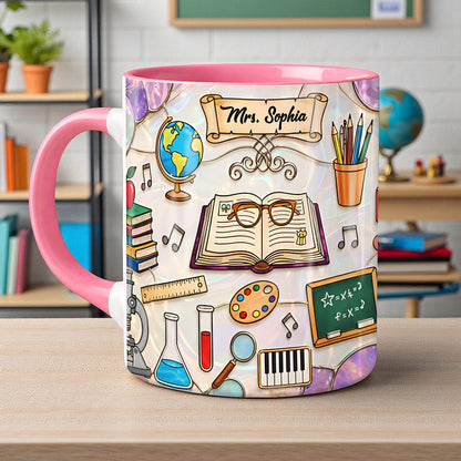 Custom Teacher Faux Stained Glass Ceramic Cup THNT6030201