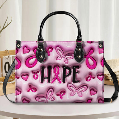 Breast Cancer Awareness Leather Handbag With Handle QFNT4200603