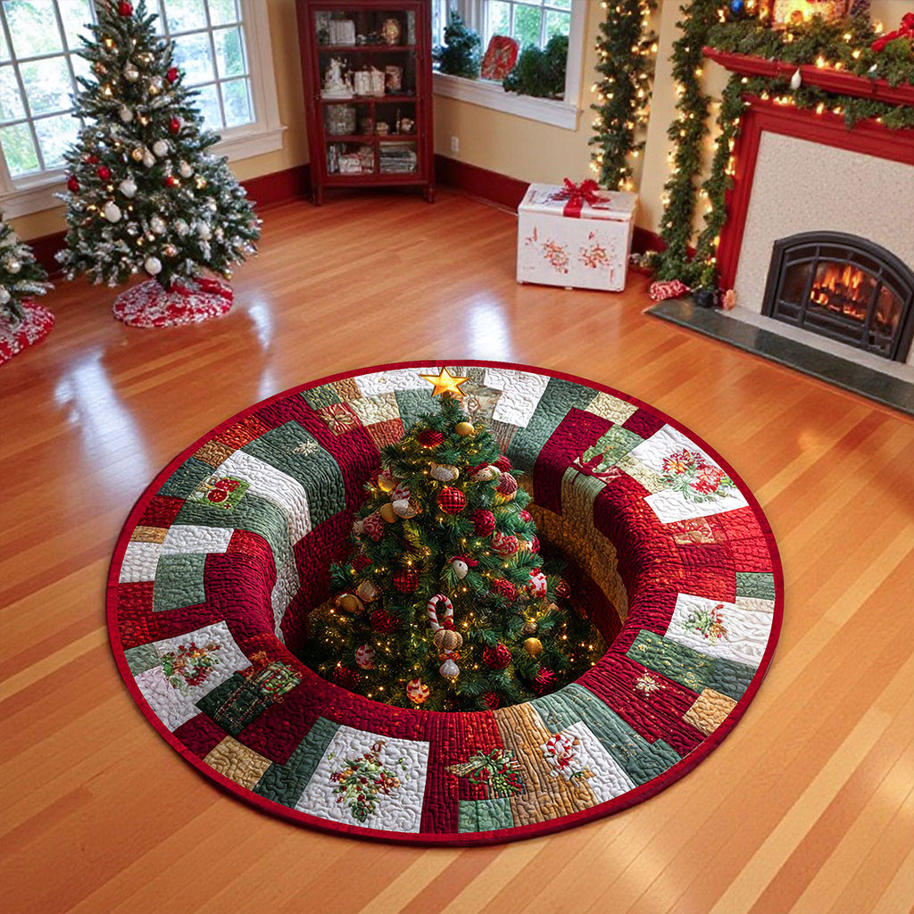 Christmas Optical Illusion Rug, Christmas Tree 3D Effect Rug QFTZ5011002