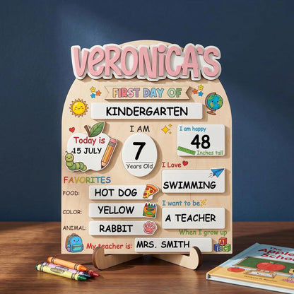 Custom Name First Day Of School Reusable Wooden Sign, Back To School Sign UKTD6080705
