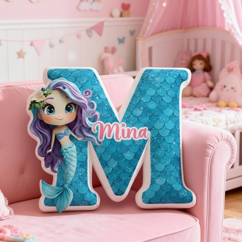 Personalized Letter Mermaid Ugly Plush Pillow QFND5171110
