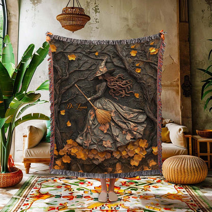Personalized Witchy Gothic Woven Blanket Halloween QFTD5050701