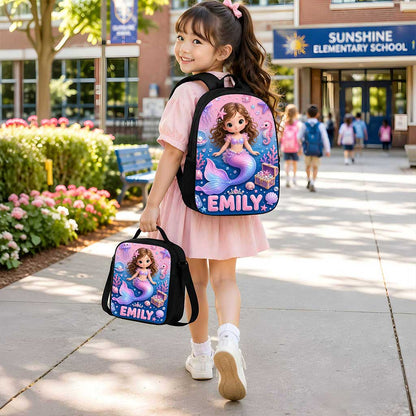 Personalized Photo Mermaid Kid Back To School, Backpack For Kids UKUU6170601