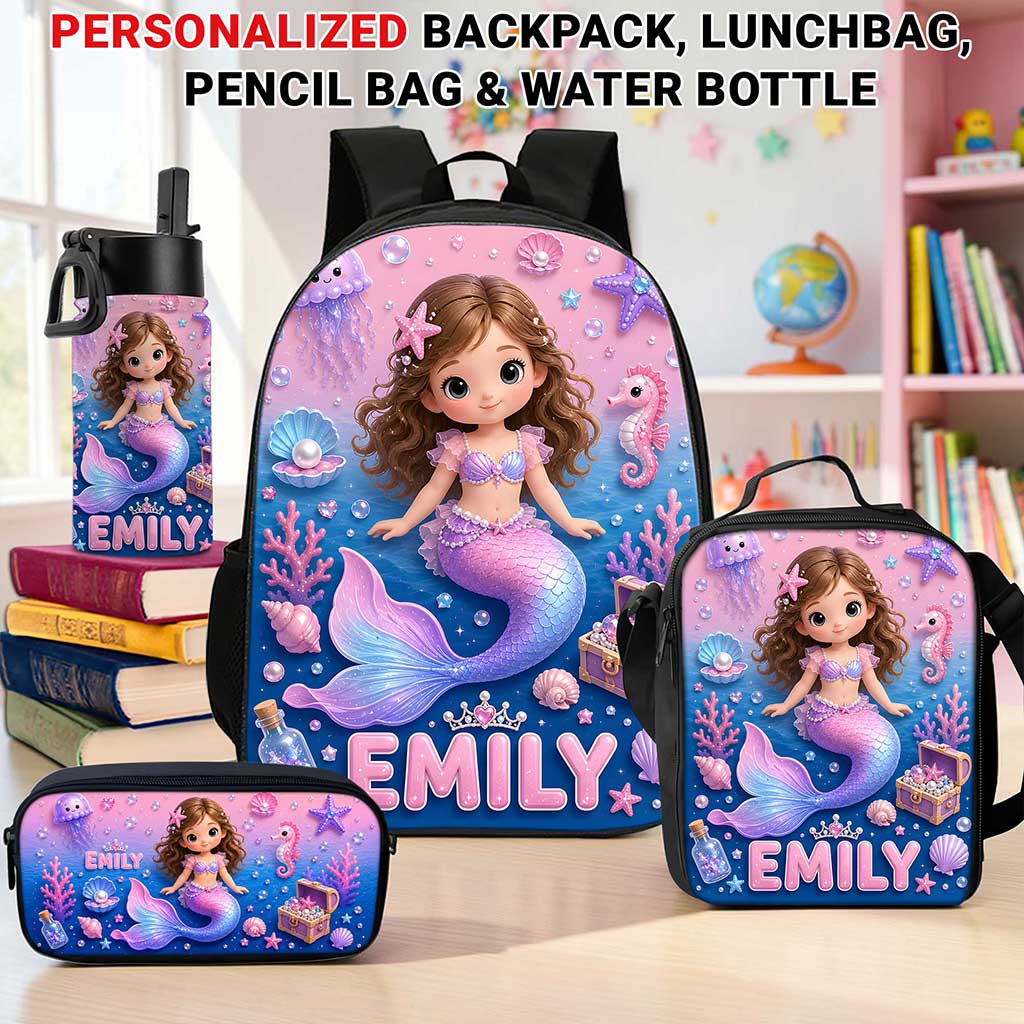 Personalized Photo Mermaid Kid Back To School, Backpack For Kids UKUU6170601