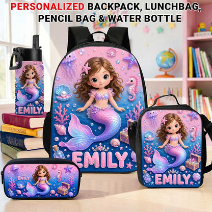 Personalized Photo Mermaid Kid Back To School, Backpack For Kids UKUU6170601