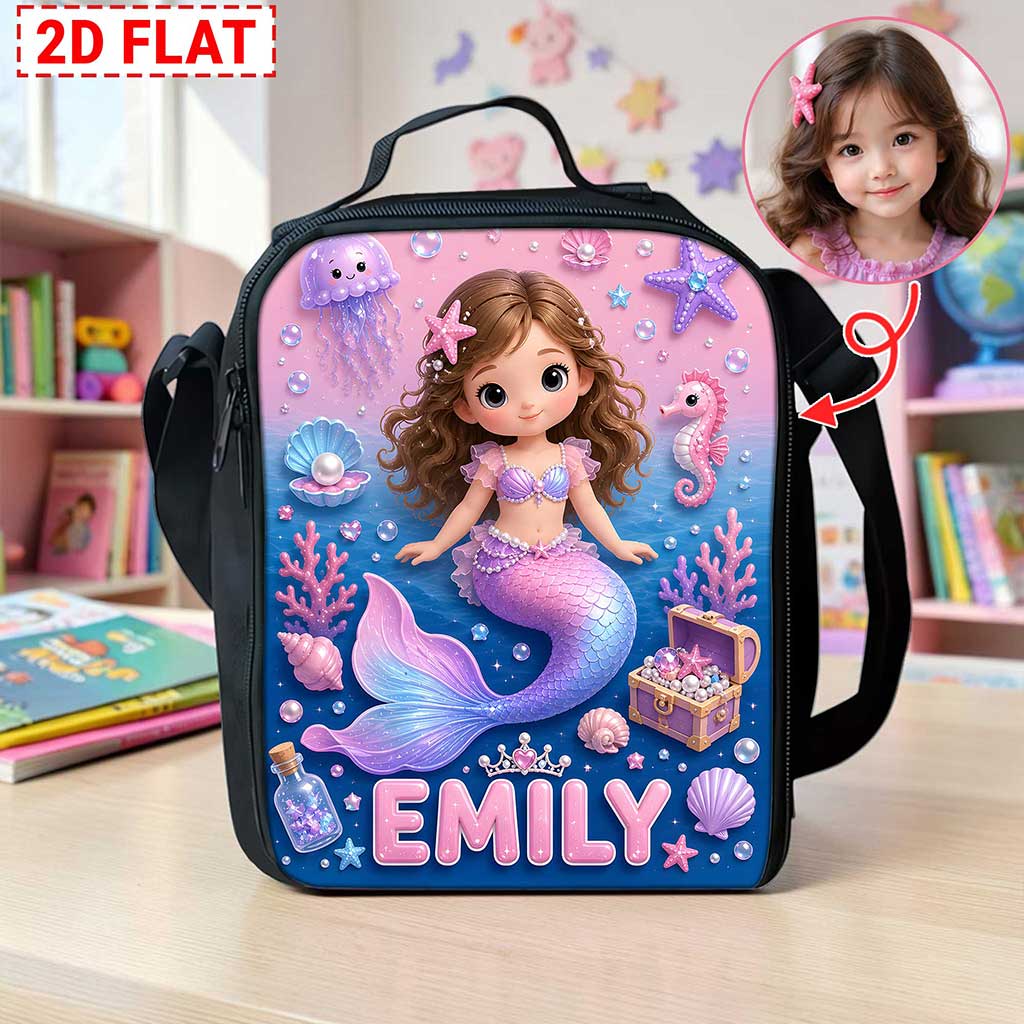 Personalized Photo Mermaid Kid Back To School, Backpack For Kids UKUU6170601
