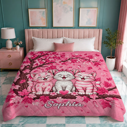 Personalized Breast Cancer Awareness Quilted Blanket UKTD6050803