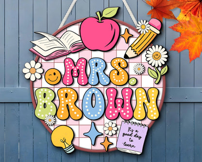 Personalized Teacher Door Sign, Classroom Welcome Door Sign, Back to School Gift, 1st Day of School Decor UKTD6080702