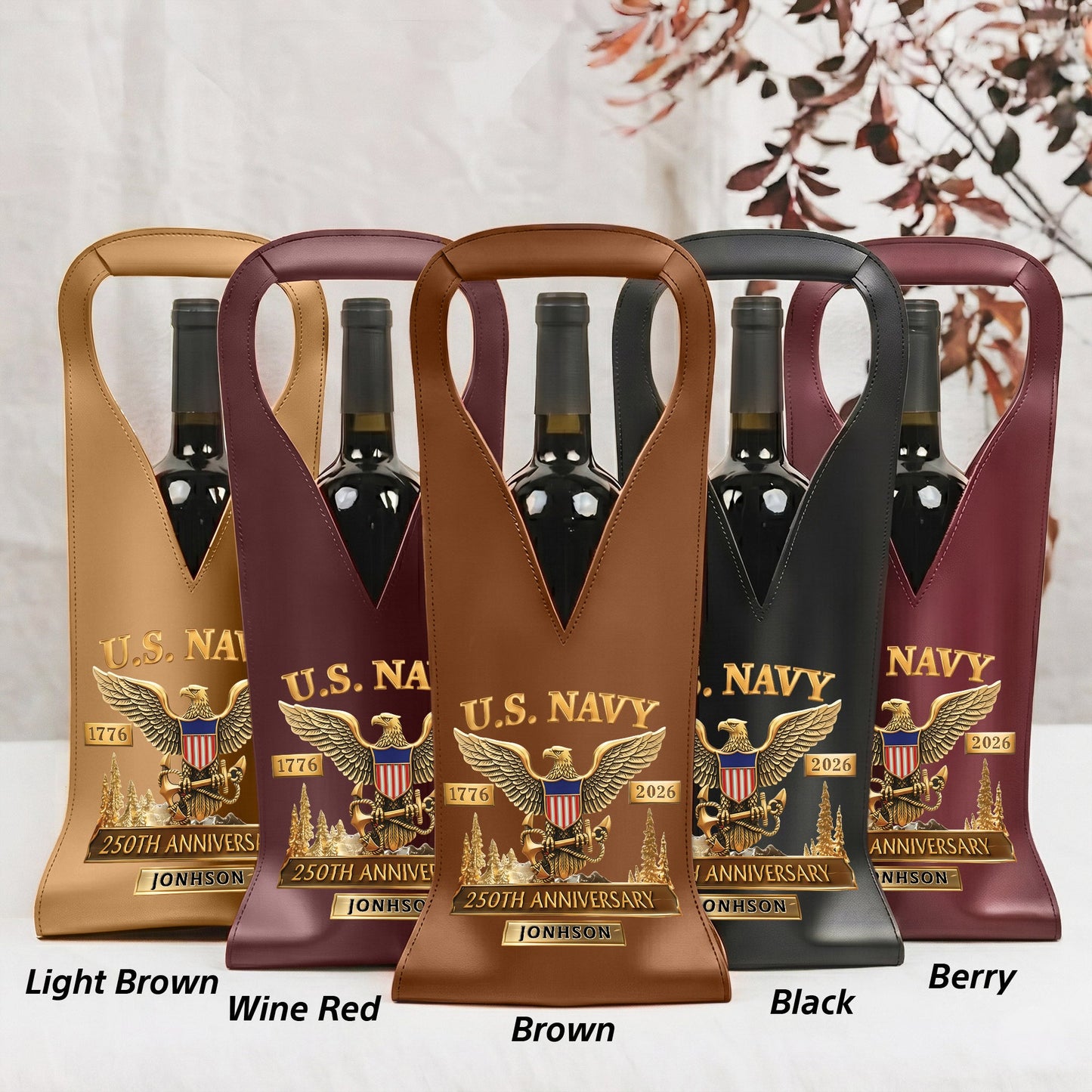 Custom US Navy 250th Wine Bag THNT6140404