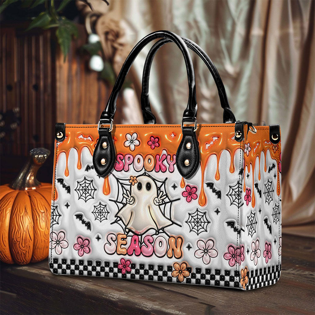 Spooky Vibe Print 3D Inflated Leather Handbag, Leather Wallet,QFTO4240701