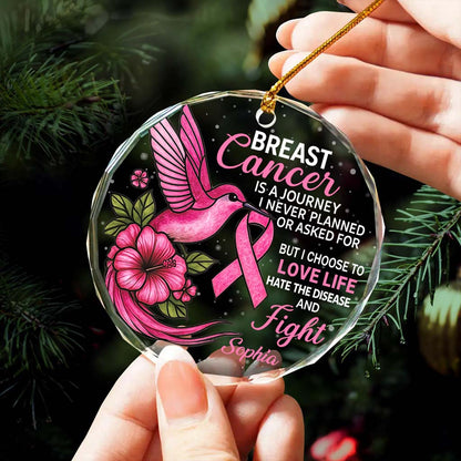 Personalized Breast Cancer Glass Ornament UKHM5230603