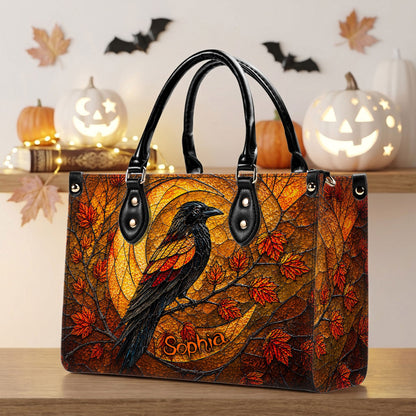 Personalized Raven Halloween 3D Printed  Leather Handbag, Wallet UKND6170702