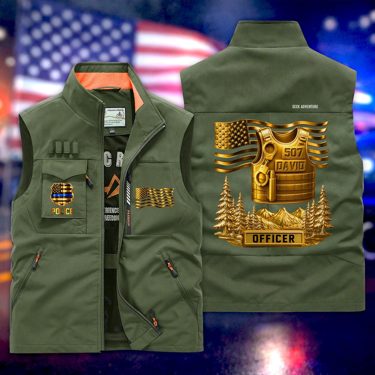 Personalized Police Multi-Pocket Vest, Gift for Police Officer UKTD6050302