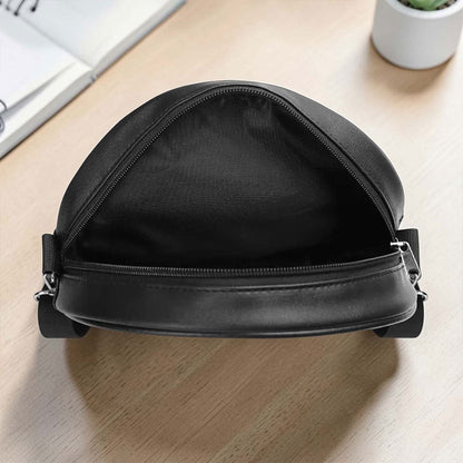 Custom Name Afro Girl PU Leather Round Crossbody Bags THUU6020302