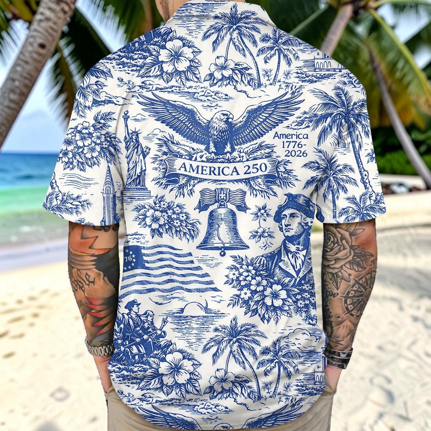 America 250 Hawaiian Shirt 1776–2026, Vintage Patriotic Shirt, 250 Years of America Celebration Button Down UKTD6160411