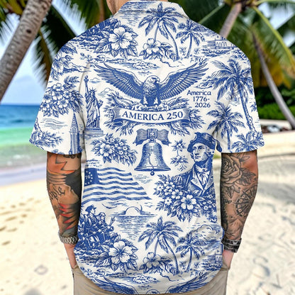 America 250 Hawaiian Shirt 1776–2026, Vintage Patriotic Shirt, 250 Years of America Celebration Button Down UKTD6160411