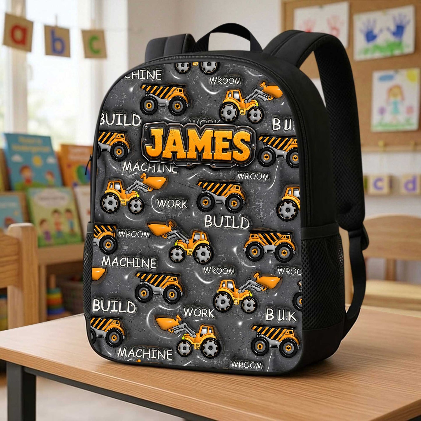 Personalized Back To School Inflat Construction Vehicles Backpack NPHA6030701