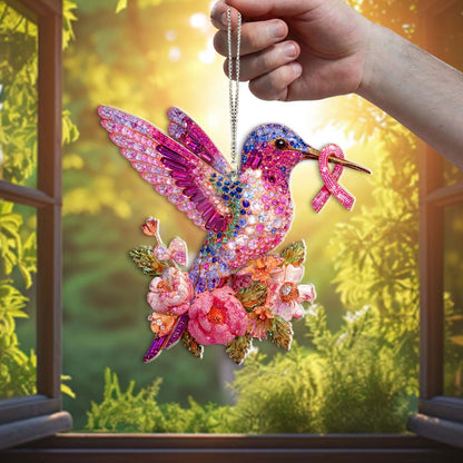 Women's Pink Ribbon Acrylic Window Hanging QFHM5190801