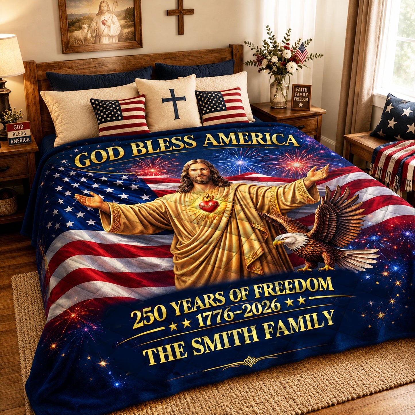 Personalized United States 250th Anniversary Quilted Blanket UKND6170603