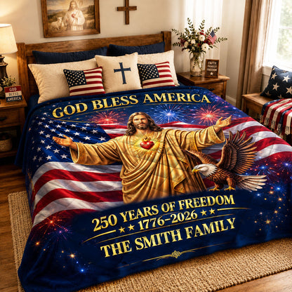 Personalized United States 250th Anniversary Quilted Blanket UKND6170603