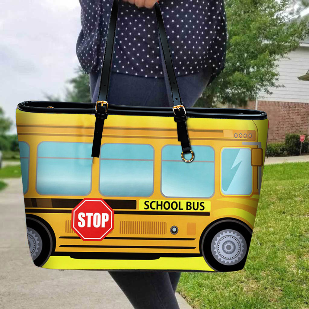 School Bus Driver Leather Tote Bag Gifts QFTD4050701