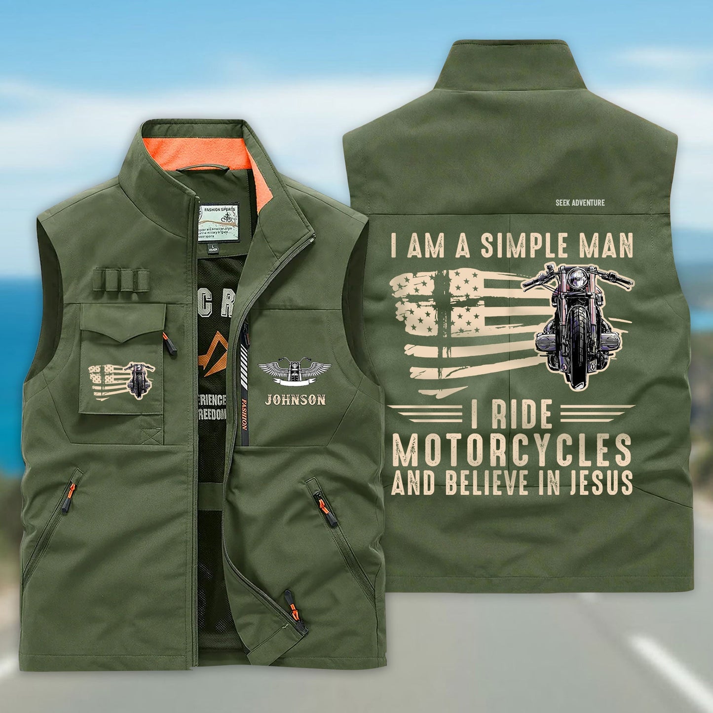 Personalized Motorcycle Multi-Pocket Vest UKND6220402