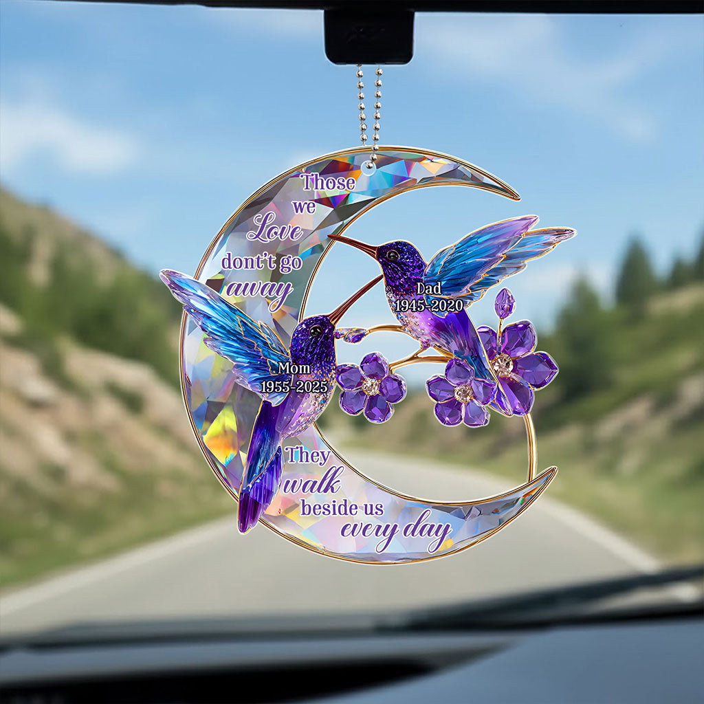 Custom Faux Crystal Hummingbird Memorial For Dad And Mom Acrylic Car Hanger THND6310102