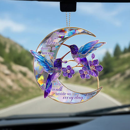 Custom Faux Crystal Hummingbird Memorial For Dad And Mom Acrylic Car Hanger THND6310102
