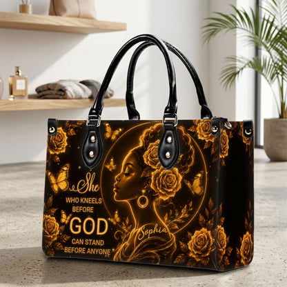 Personalized Christain Black Women PU Leather Handbag, Afro Girl Gifts UKND6030602
