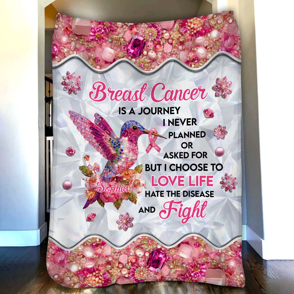 Personalized Hummingbird Breast Cancer Fleece Blanket QFTD5080902
