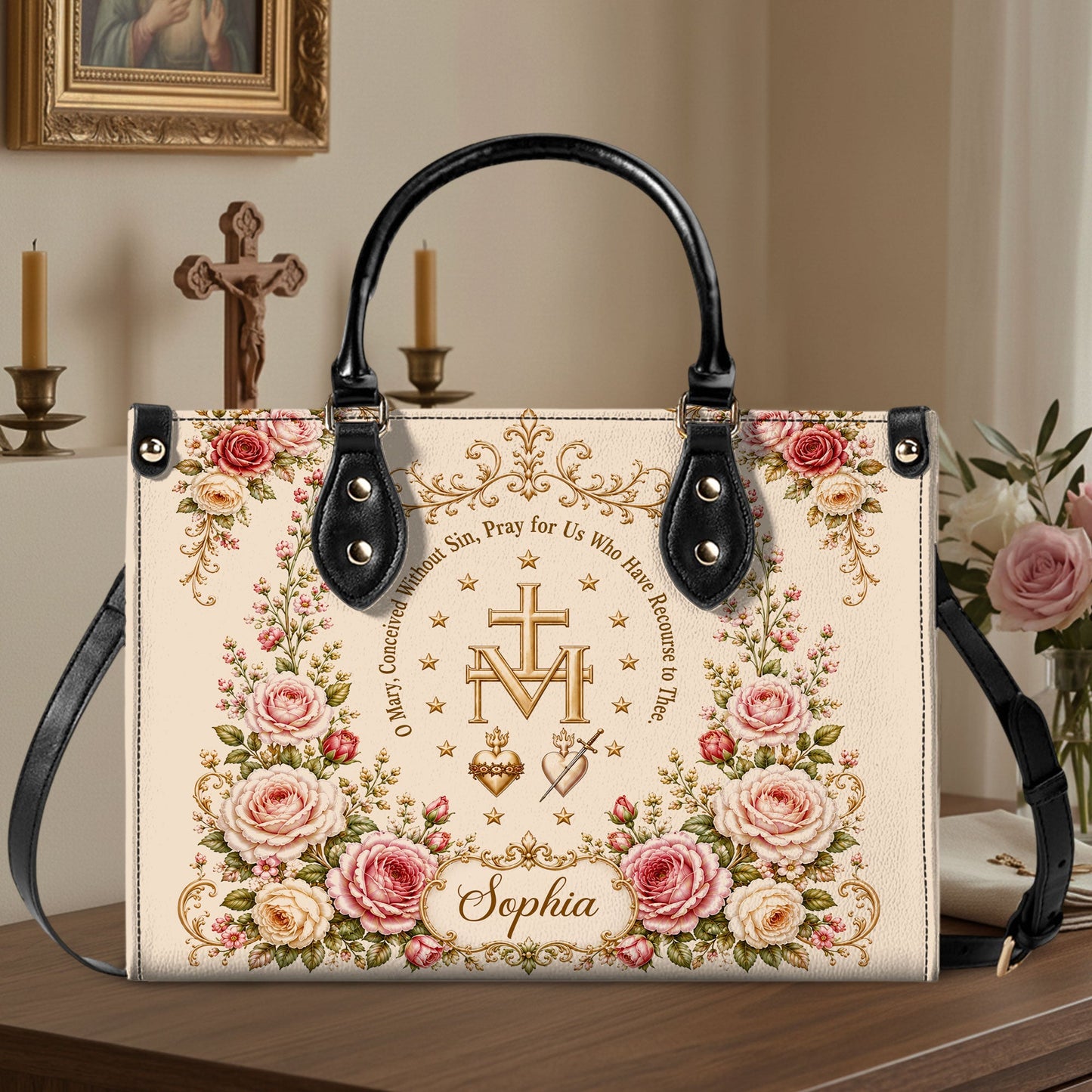 Miraculous Medal Handbag And Wallet, Virgin Mary Handbag And Wallet, Marian Cross PMTD6240606
