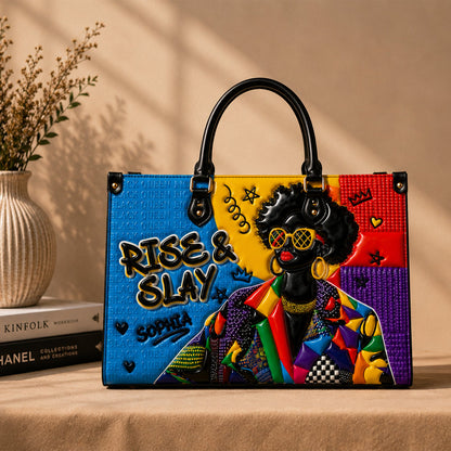 Personalized Black Women PU Leather Handbag QFTD6050601