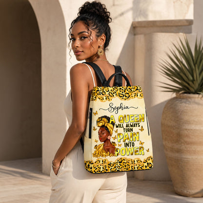 Personalized Black Women Leather PU Backpack QFND6210501