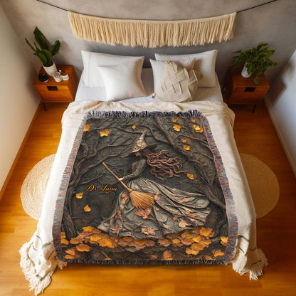 Personalized Witchy Gothic Woven Blanket Halloween QFTD5050701