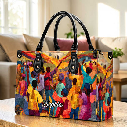 Custom Black Women History Leather Handbag Set THUU6060505