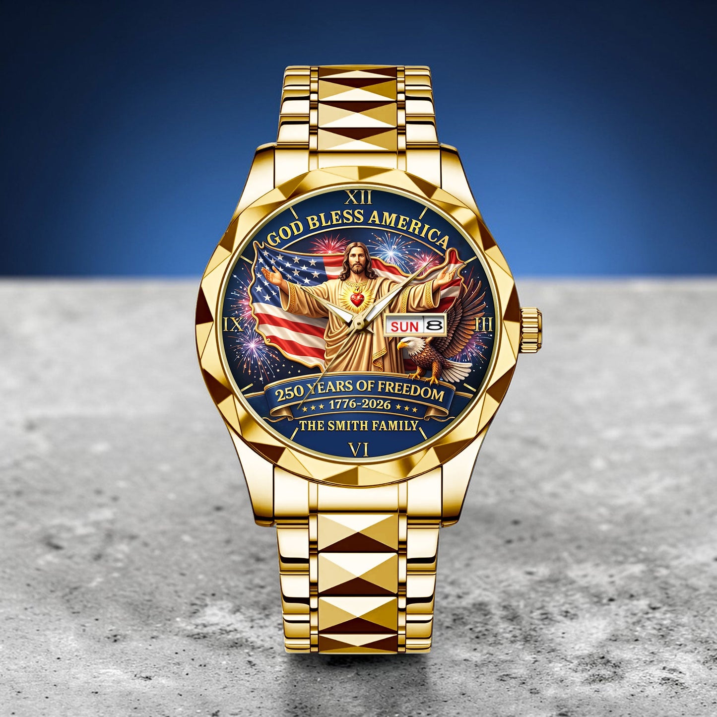 Personalized God Bless America United State 250th Anniversary Alloy Luxury Quartz Watch UKND6100401