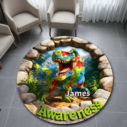 Custom Autism Dinosaur Round Rug THND6130201